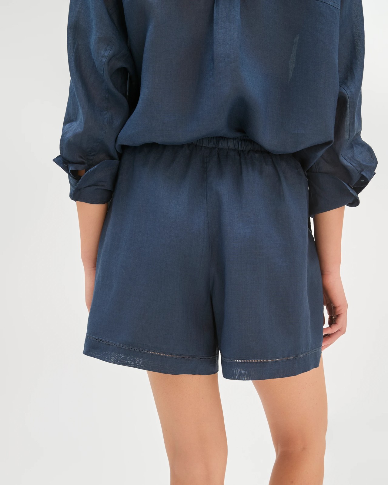 A-Line Trim Detail Shorts - Navy 6 of 6