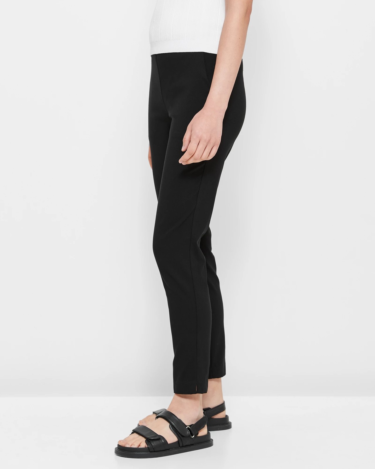 Carrie Skinny Ankle Length Bengaline Pants - Preview - Black