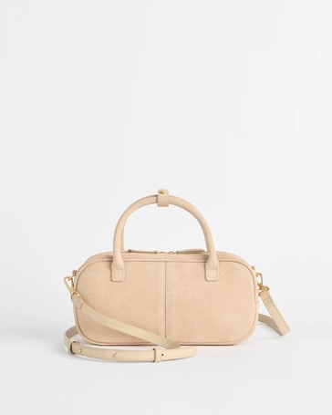 Premium Suede Leather Bowler Crossbody Bag
