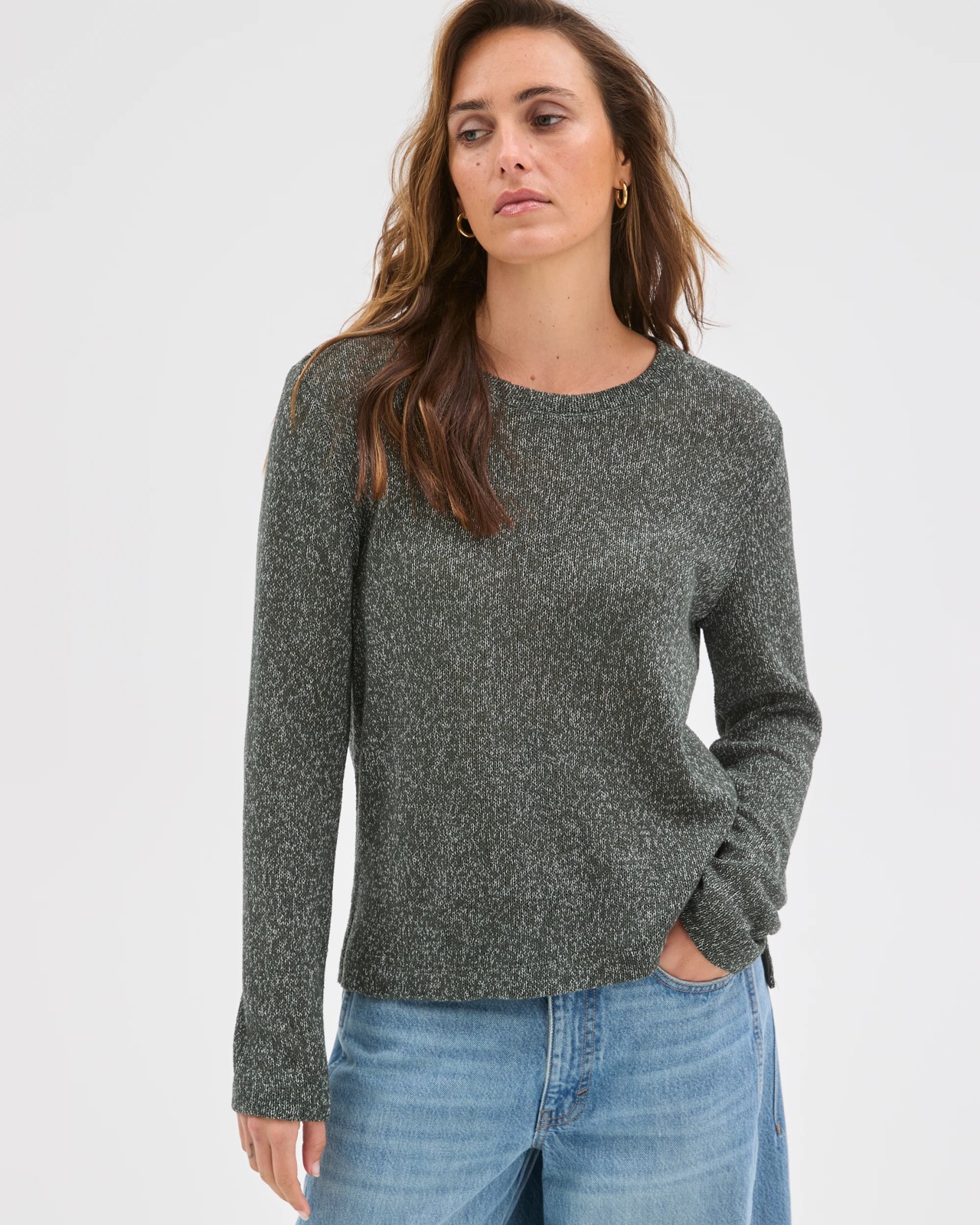 Australian Cotton Blend Long Sleeve Step Hem Textured Knit Top - Urban Chic 4 of 5