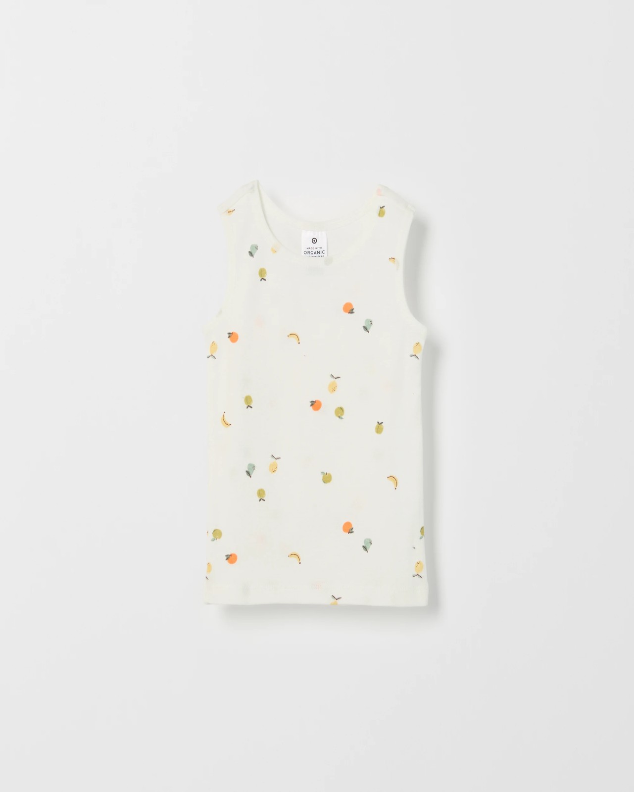 Baby Organic Cotton 3 Pack Print Singlets - Fruit Cloud Dancer 2 of 5