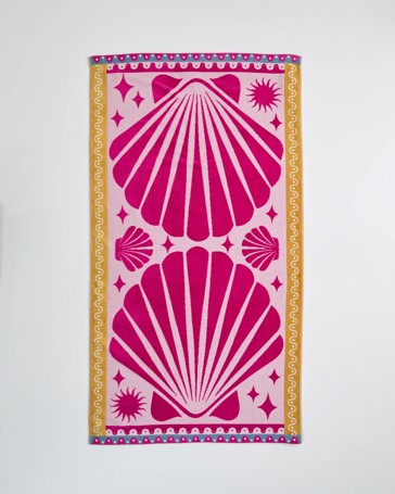 Miami Shell Velour Australian Cotton Jacquard Beach Towel