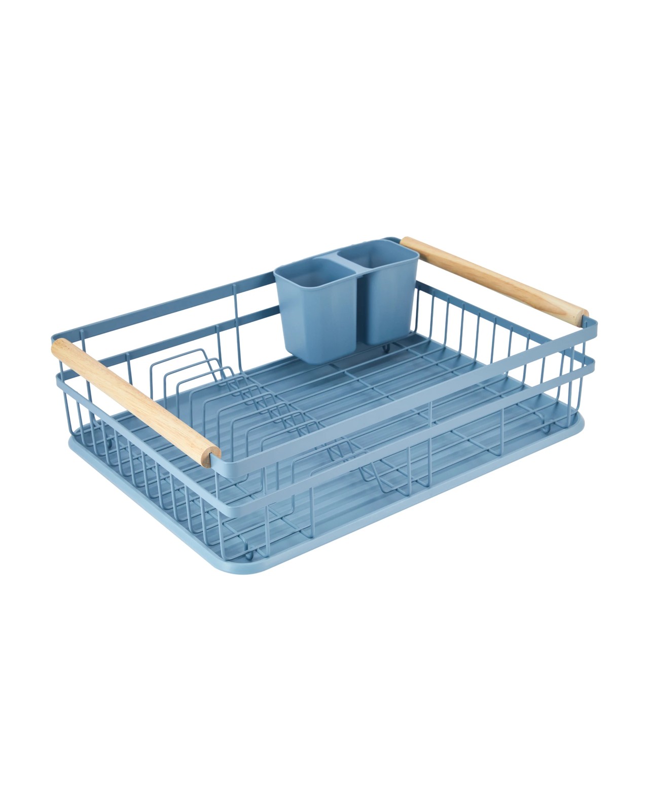 Anko Blue Wooden Handle Dish Rack 3 of 6