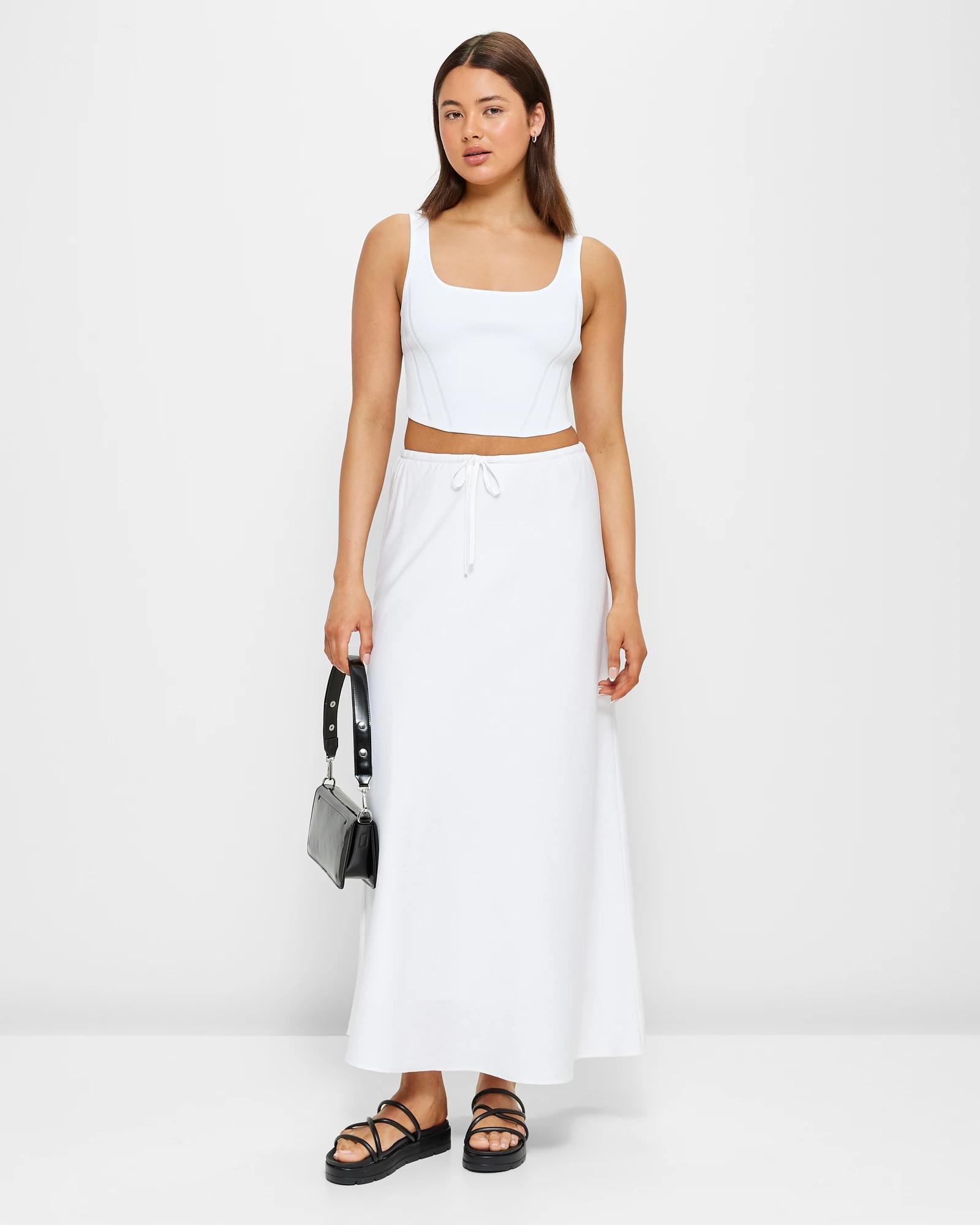 Lilli A-Line Midi Skirt White