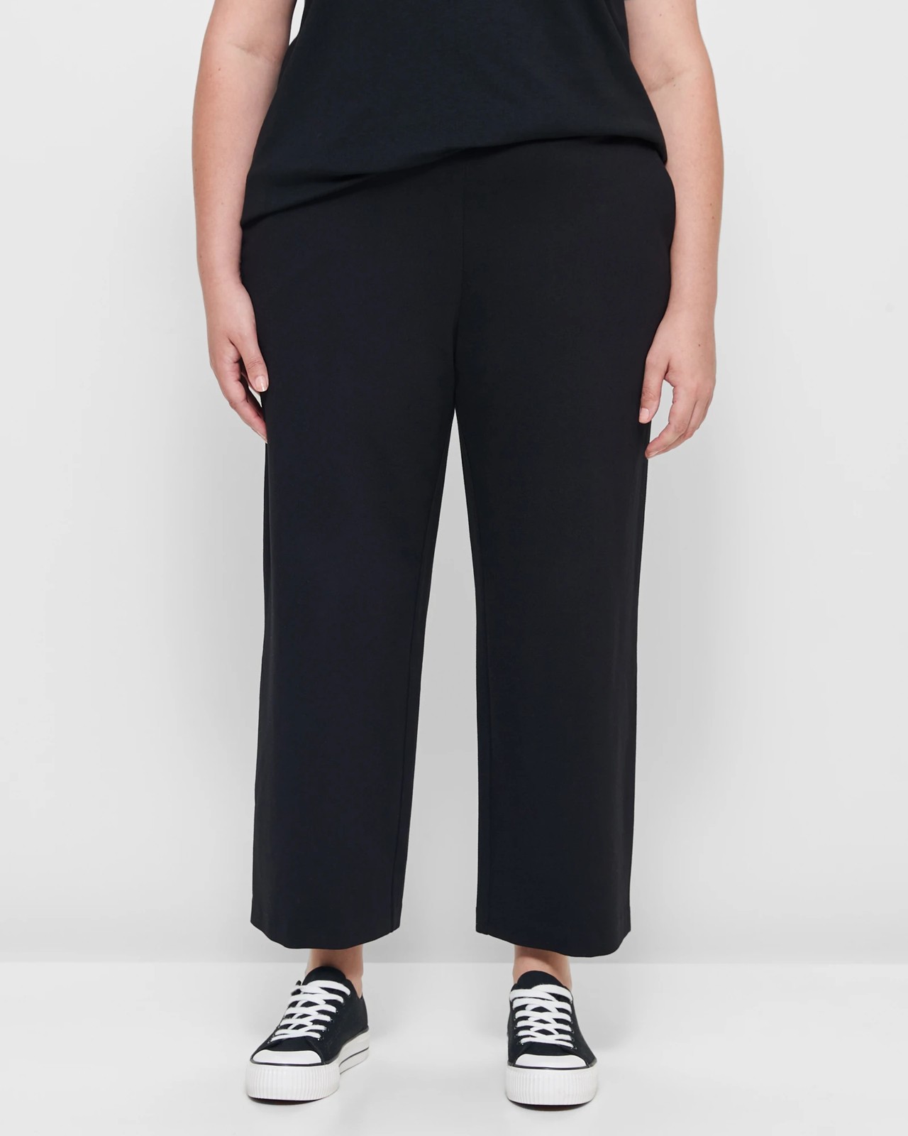 Plus Size Wide Leg Crop Ponte Pants