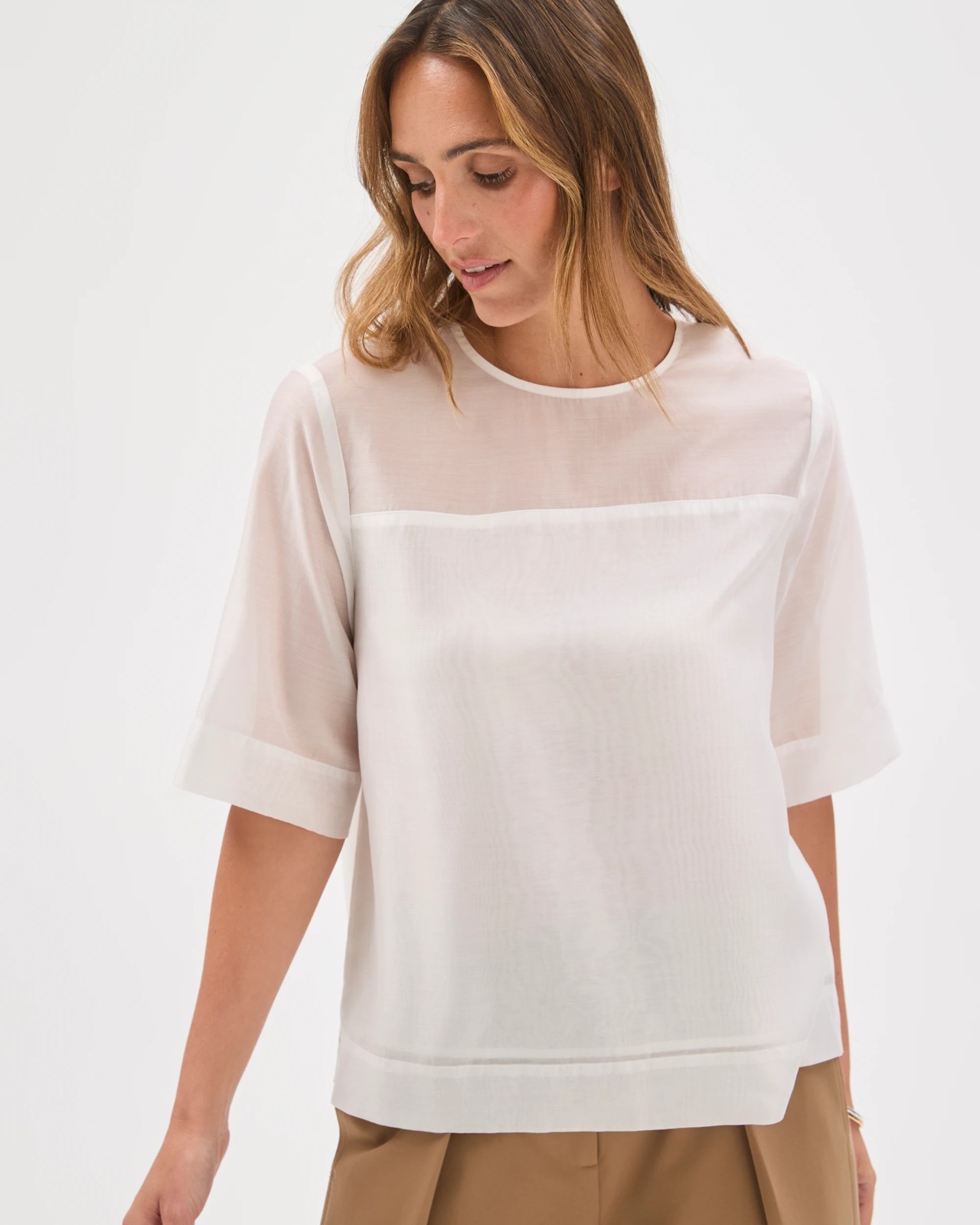 Preview Sheer Detail Blouse - Cloud Dancer 4 of 6