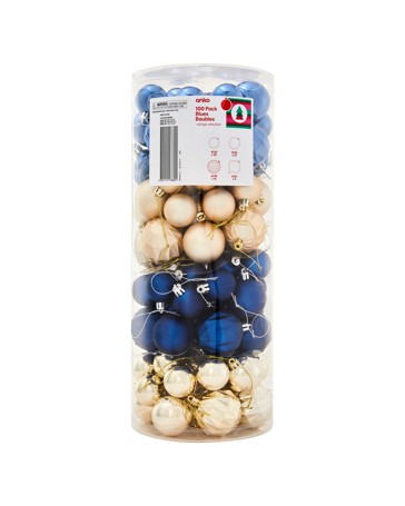 Anko 100 Pack Blues Baubles