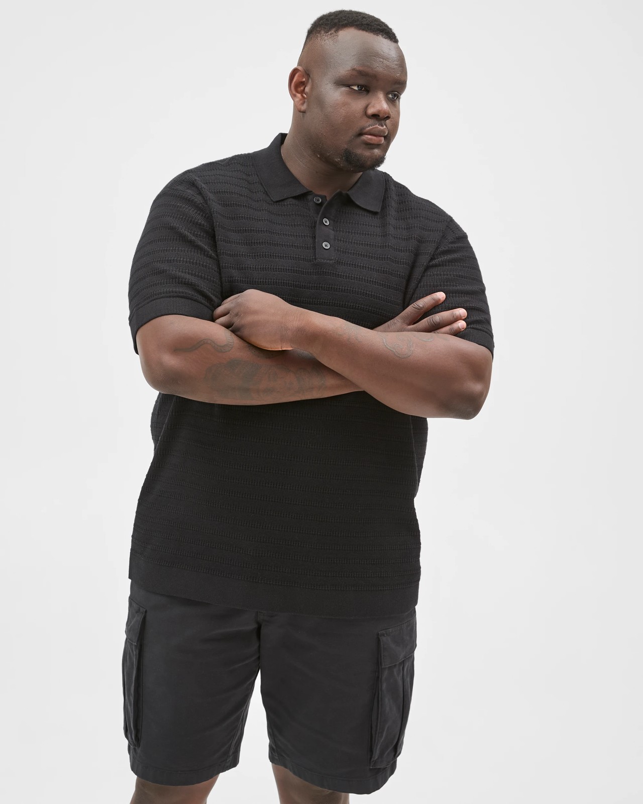 Plus Size Australian Cotton Knitted Polo Top - Black 4 of 6