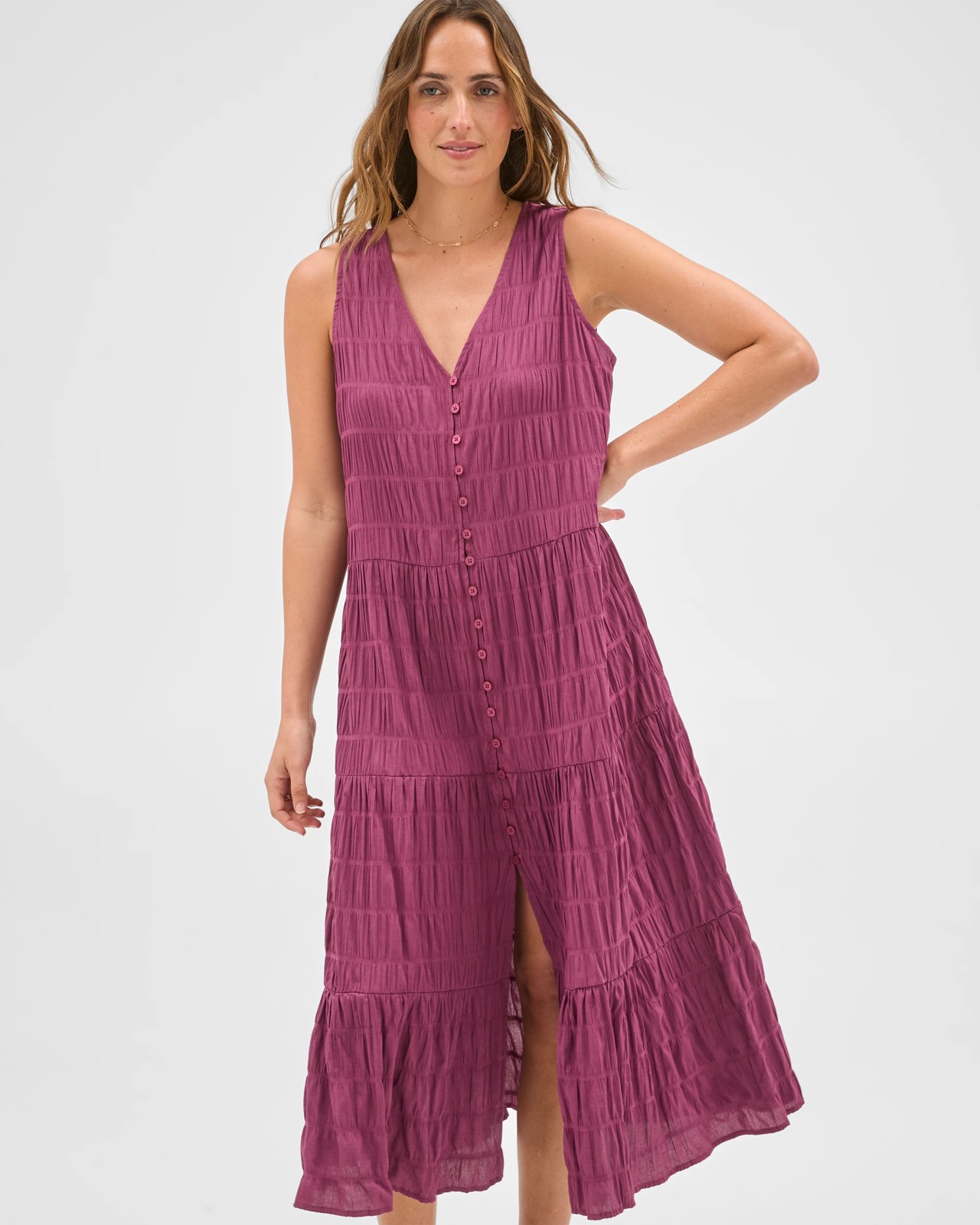 Resort Button Through Maxi Dress - Purple 4 of 6