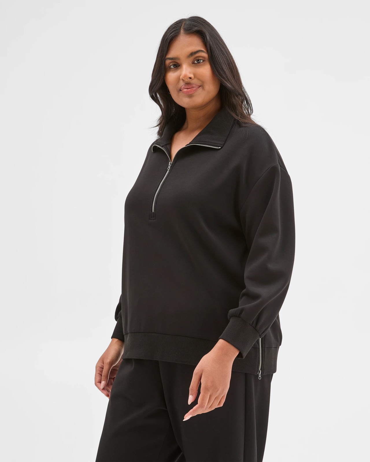 Plus Size Active Studio Lounge Half Zip Knit Jumper 3 of 5