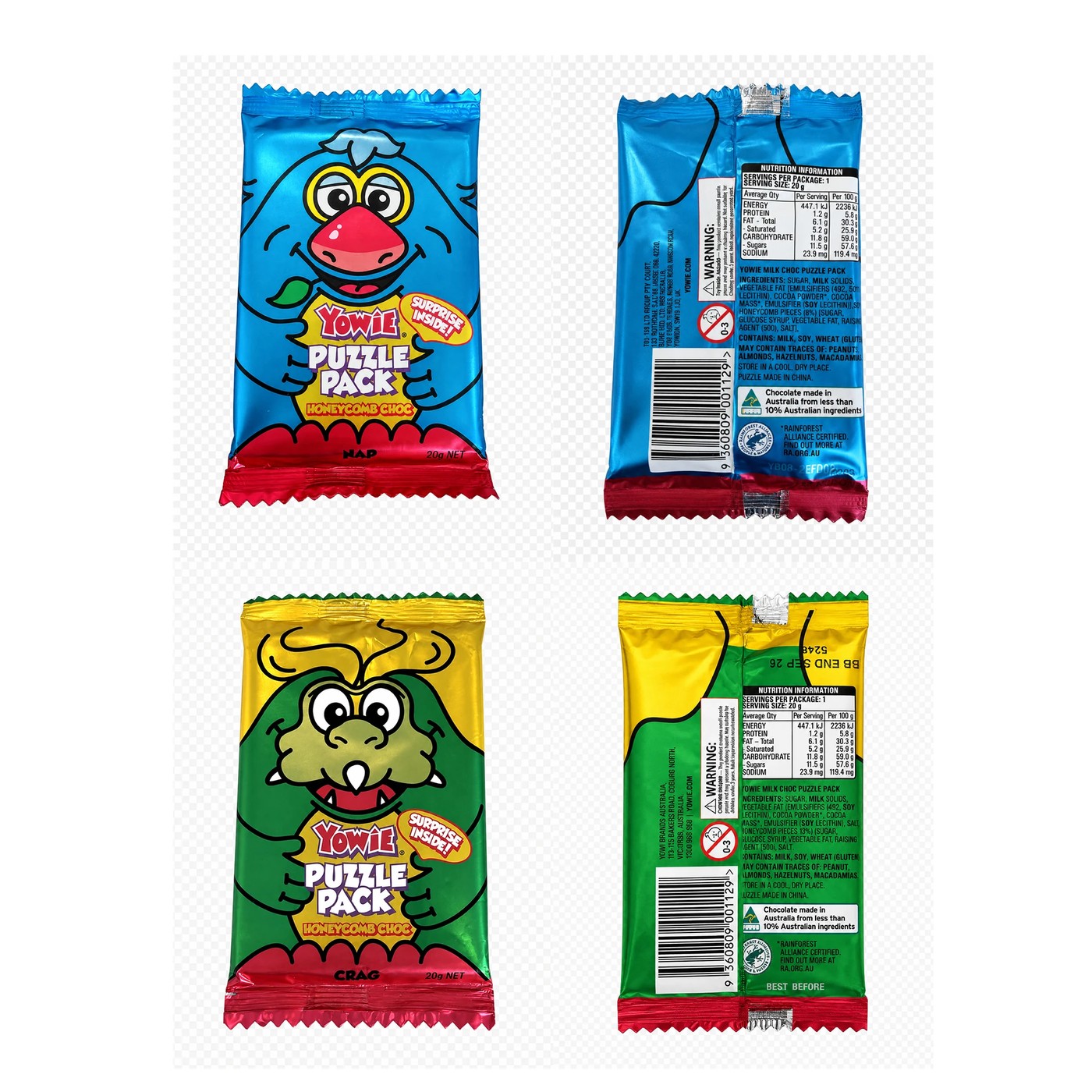 Yowie Puzzle Pack Honeycomb Choc 20g - Assorted 2 of 6