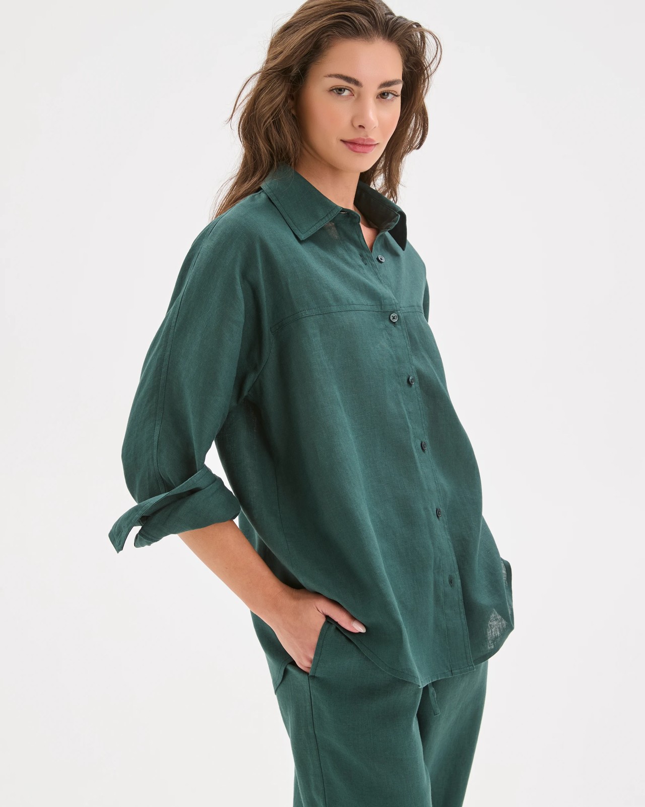 Petites European Linen Seamed Shirt 4 of 5