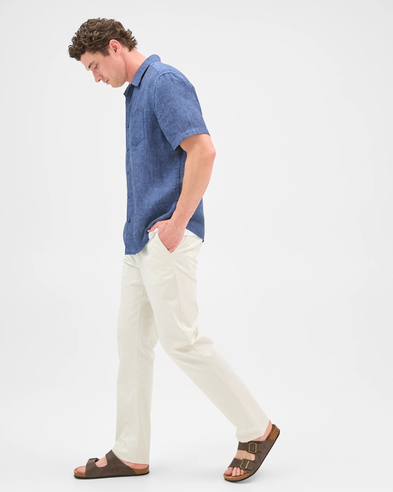 Australian Cotton Straight Chino Pants  - Pale Stone 3 of 5