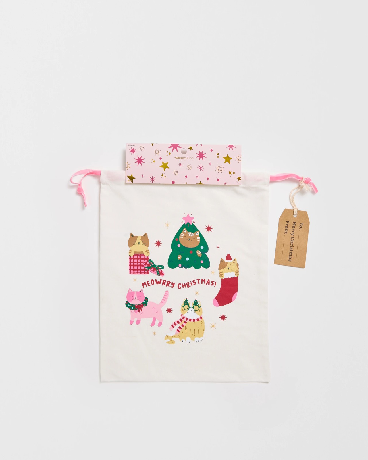 Cotton Meowerry Christmas Drawstring Bag 4 of 4