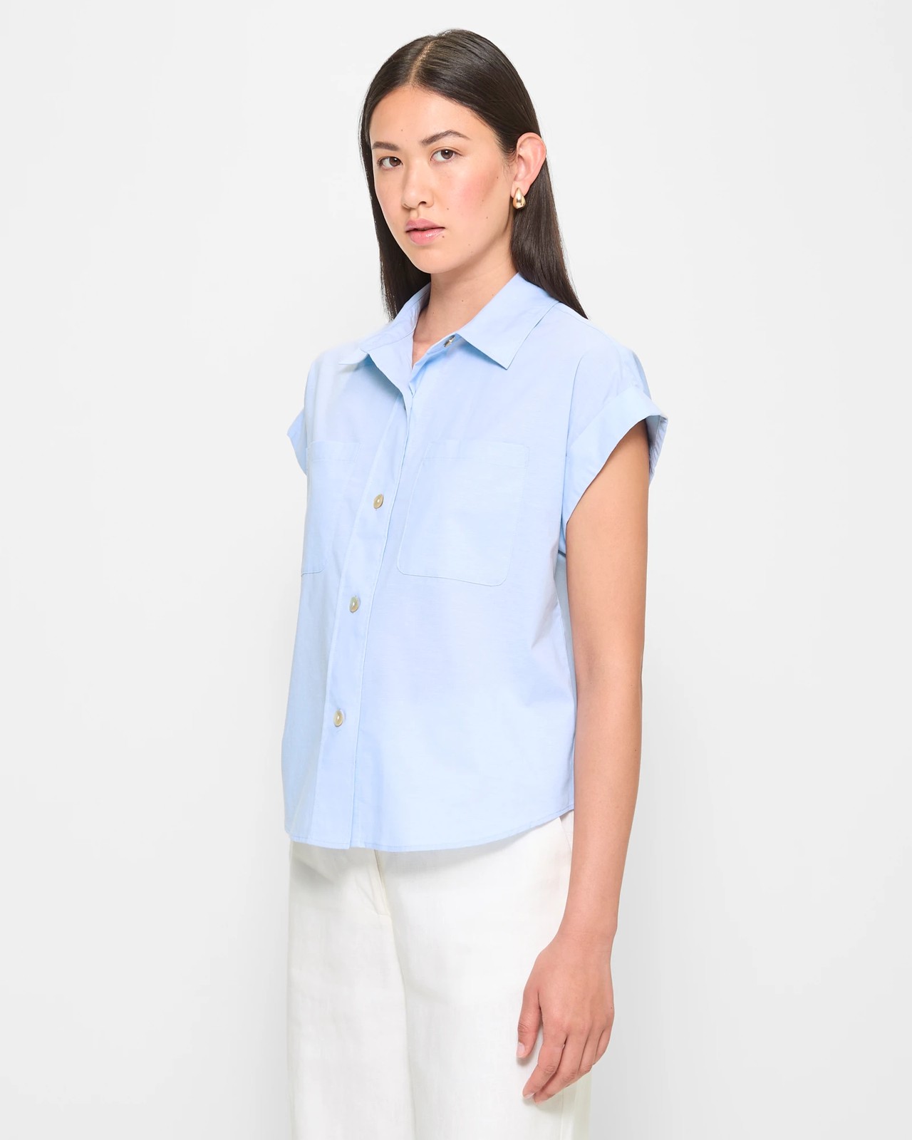 Linen Blend Crop Shirt - Preview 3 of 5