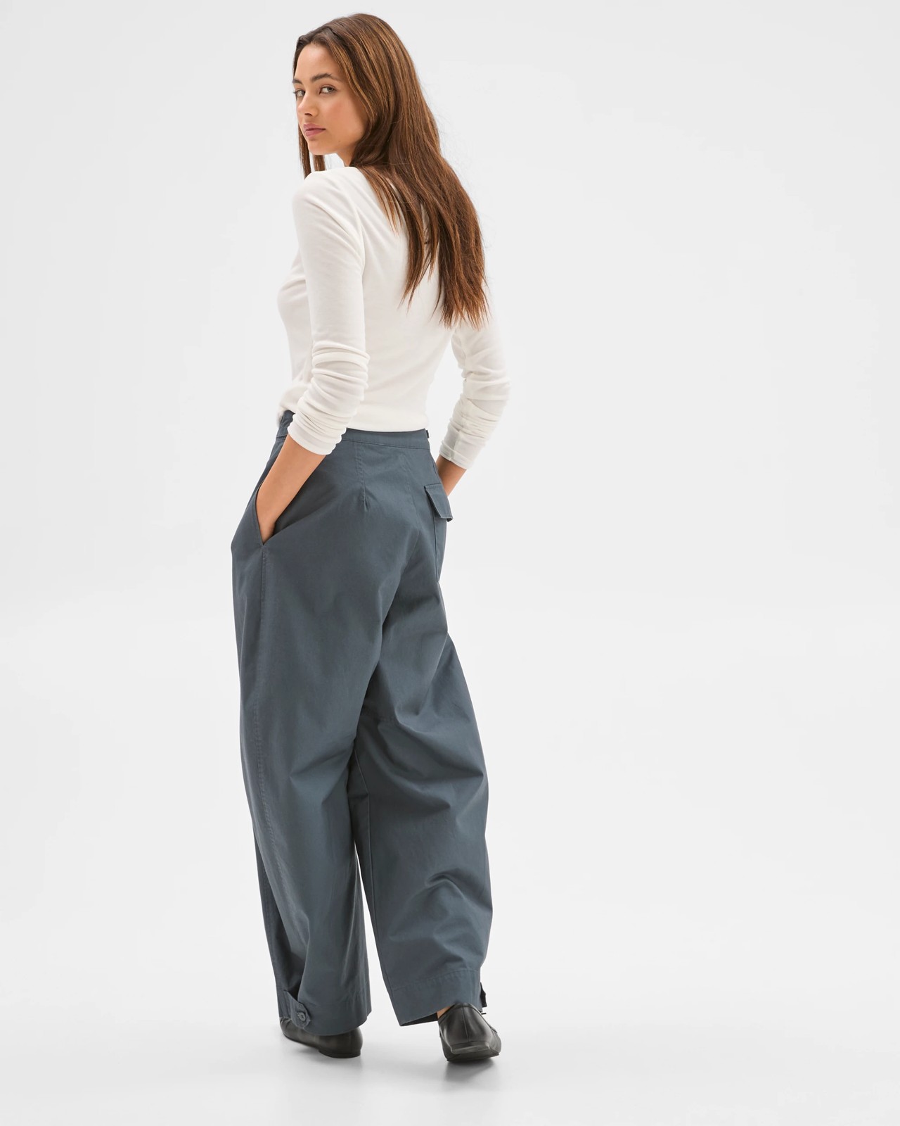 Lily Loves Australian Cotton Barrel Leg Cargo Pants  - Steel Grey 5 of 5