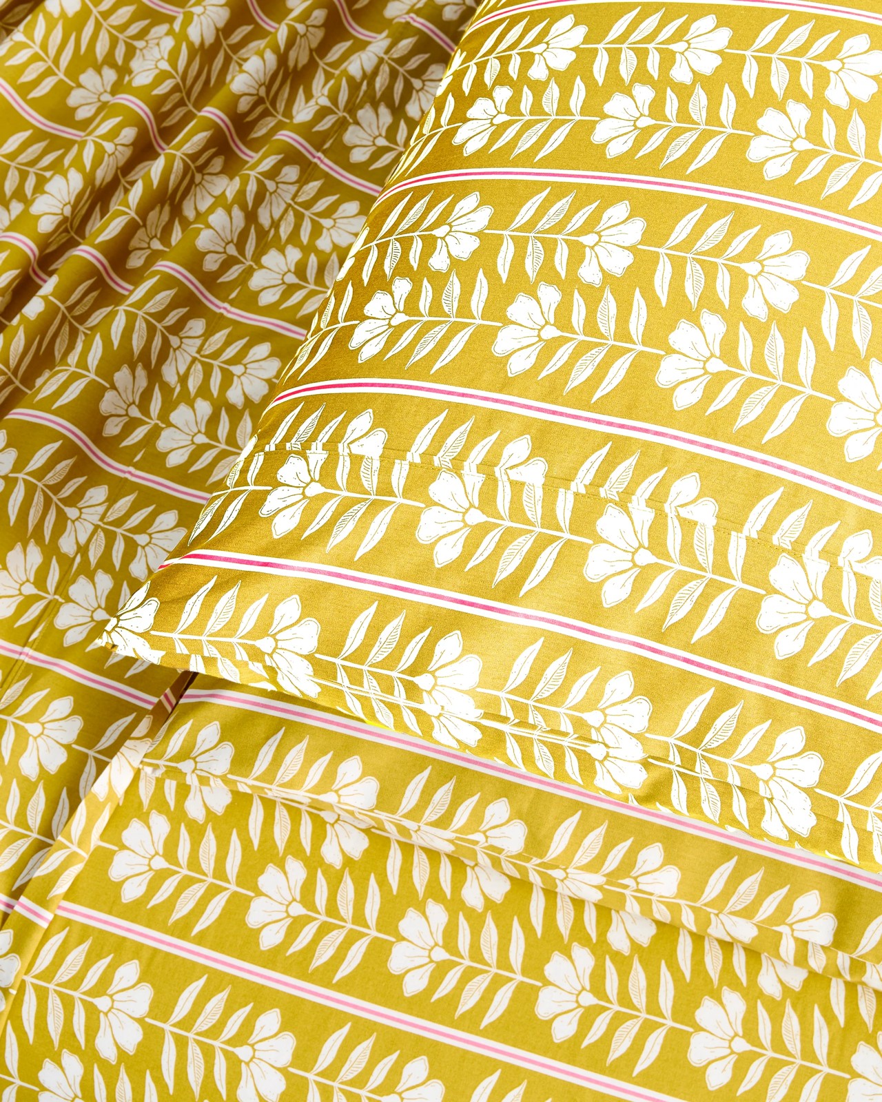 Botanica Printed Australian Cotton Sheet Set - Olive Yellow 2 of 3