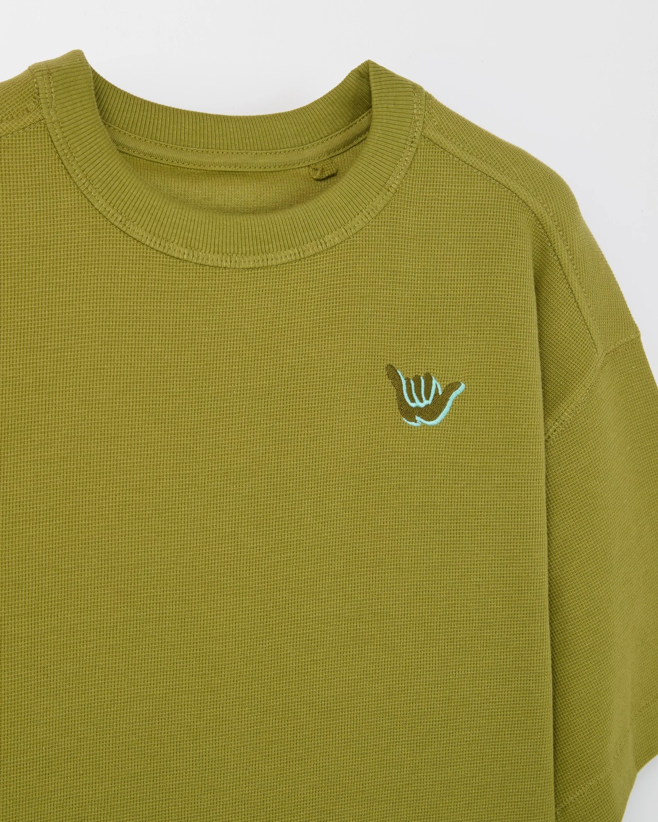 Australian Cotton Oversized Waffle T-Shirt - Green 2 of 2