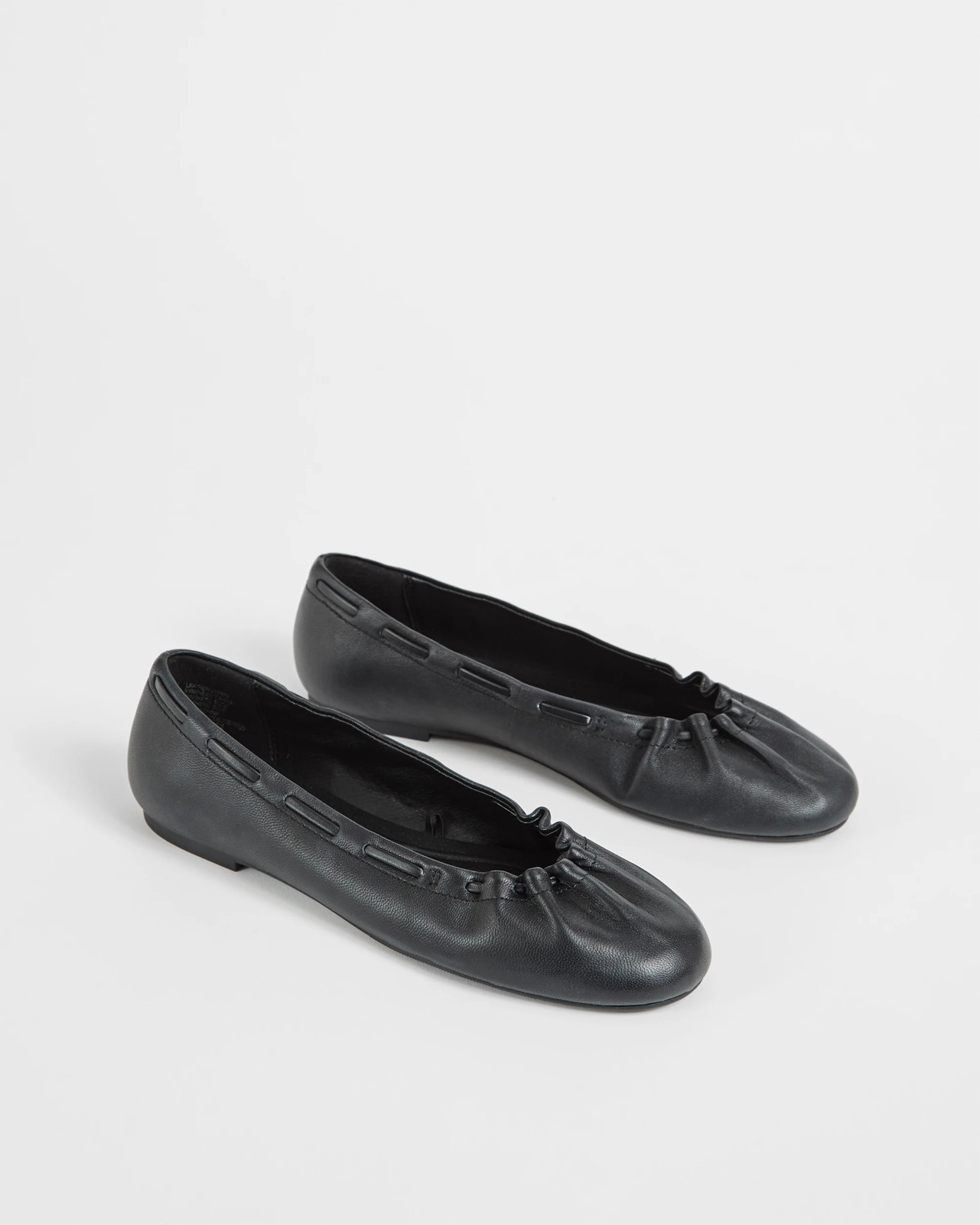 Gomez Genuine Suede Leather Gathered Ballet Flats - Black 2 of 3