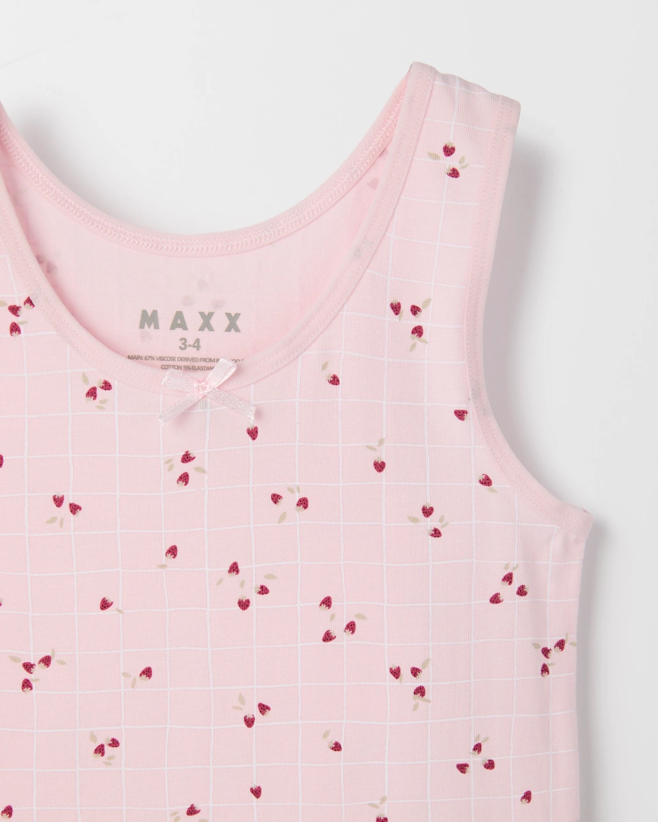 Maxx Bamboo 3 Pack Girls Vests - Strawberry 5 of 5