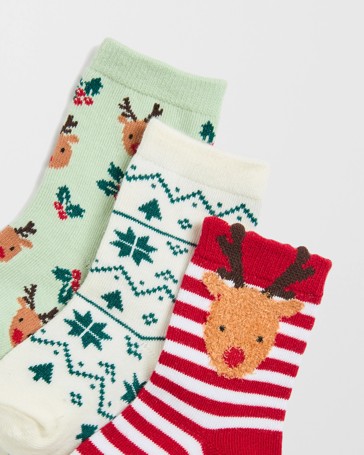 Baby Cotton Rich 3 Pack Christmas Crew Socks