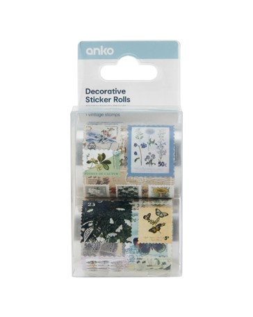 Anko 2 Pack Decorative Sticker Rolls - Vintage Stamps