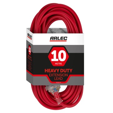 10m Arlec Red Heavy Duty Extension Lead