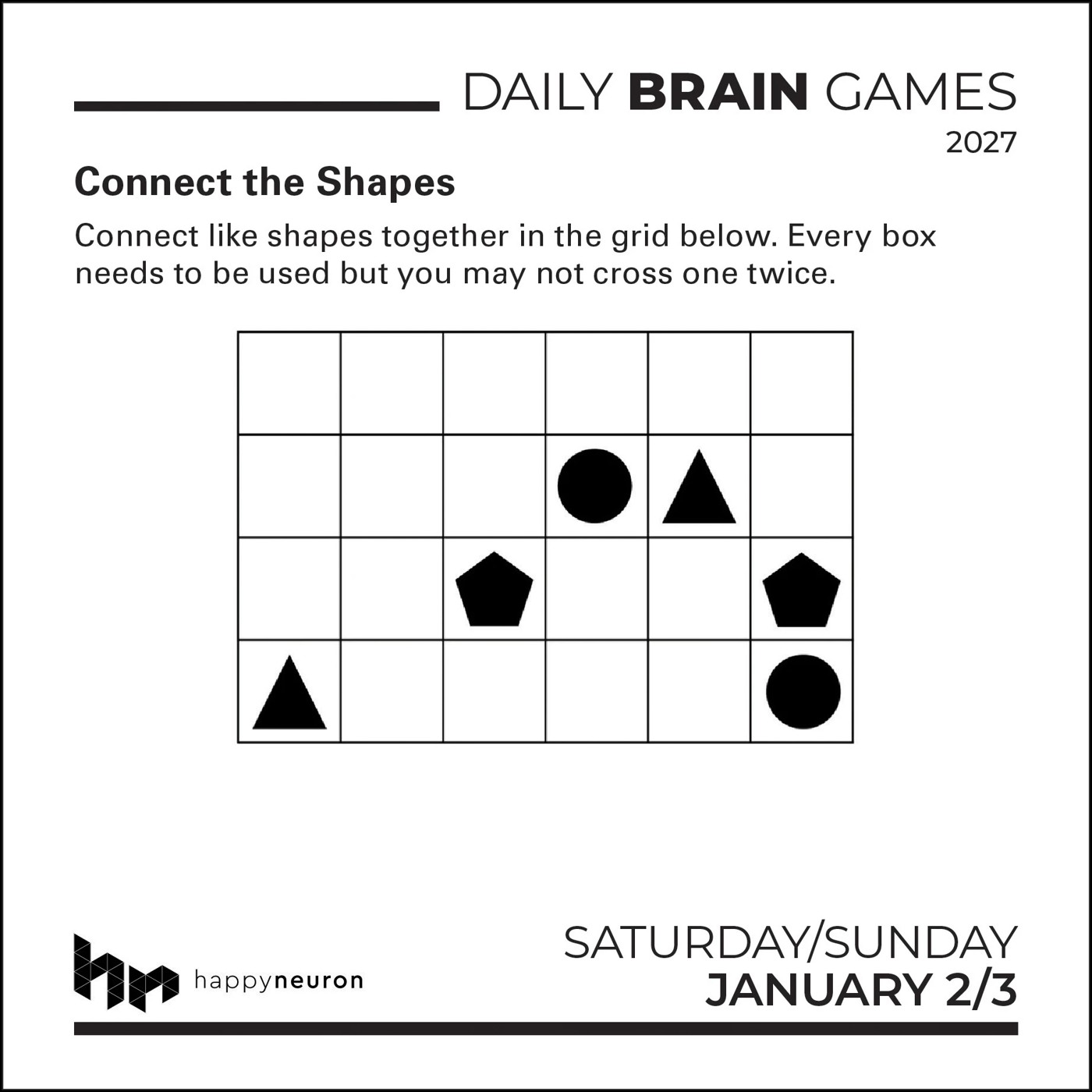 Happy Neuron Daily Brain Games 2027 Calendar 3 of 5