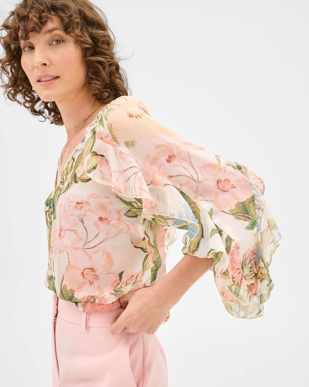 Long Sleeve Ruffle Detail Blouse - Preview 2 of 6