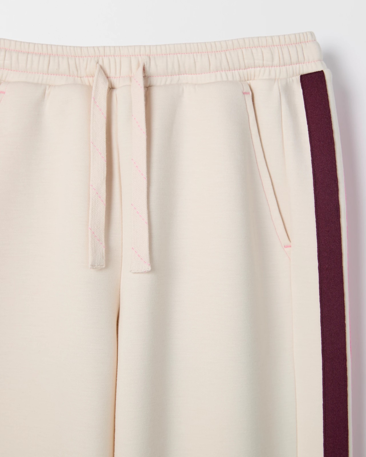 Scuba Fabric Snap Hem Trackpants - Cream 2 of 2