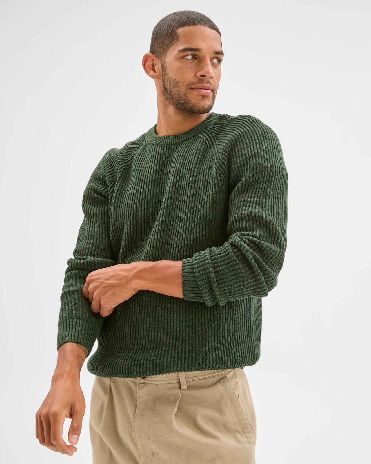 Australian Cotton Fisherman Knit Jumper - Green 2 of 6