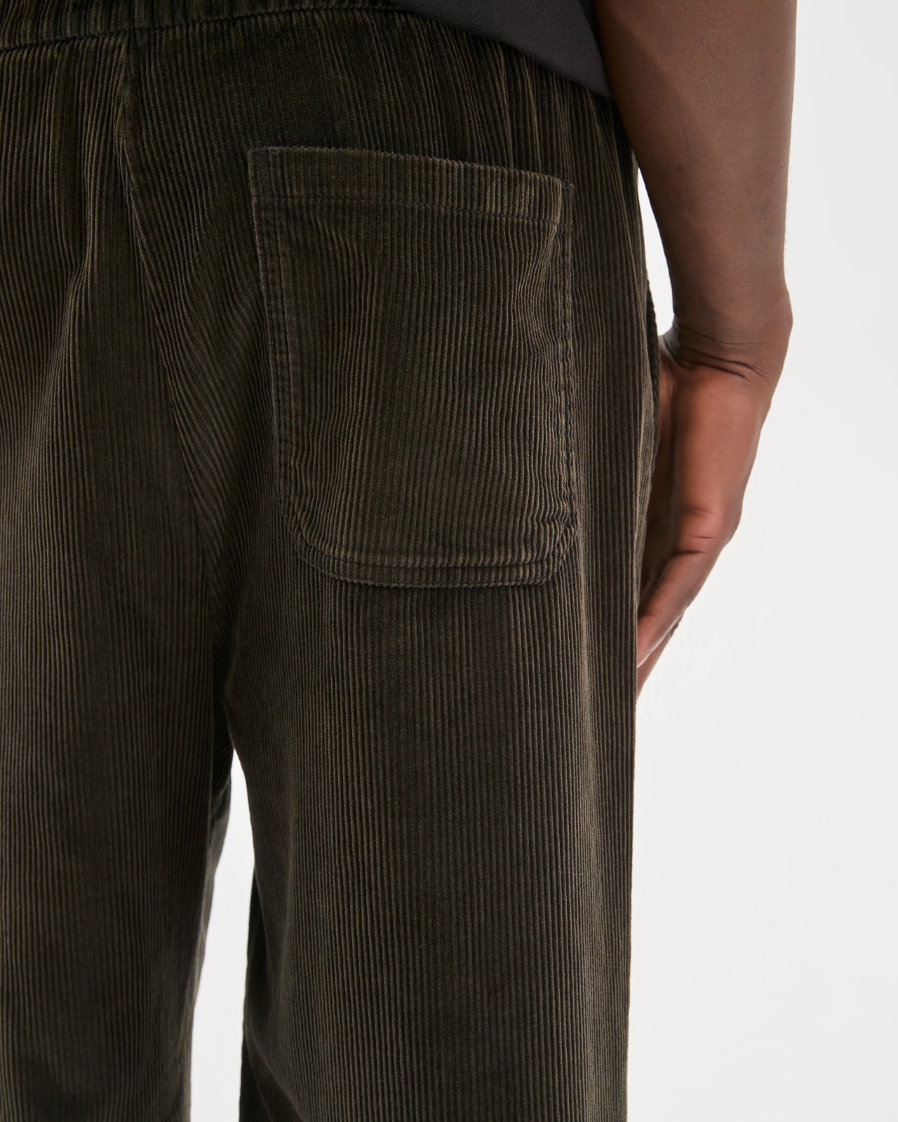 Commons Australian Cotton Elastic Waist Loose Fit Corduroy Pants - Black 4 of 6