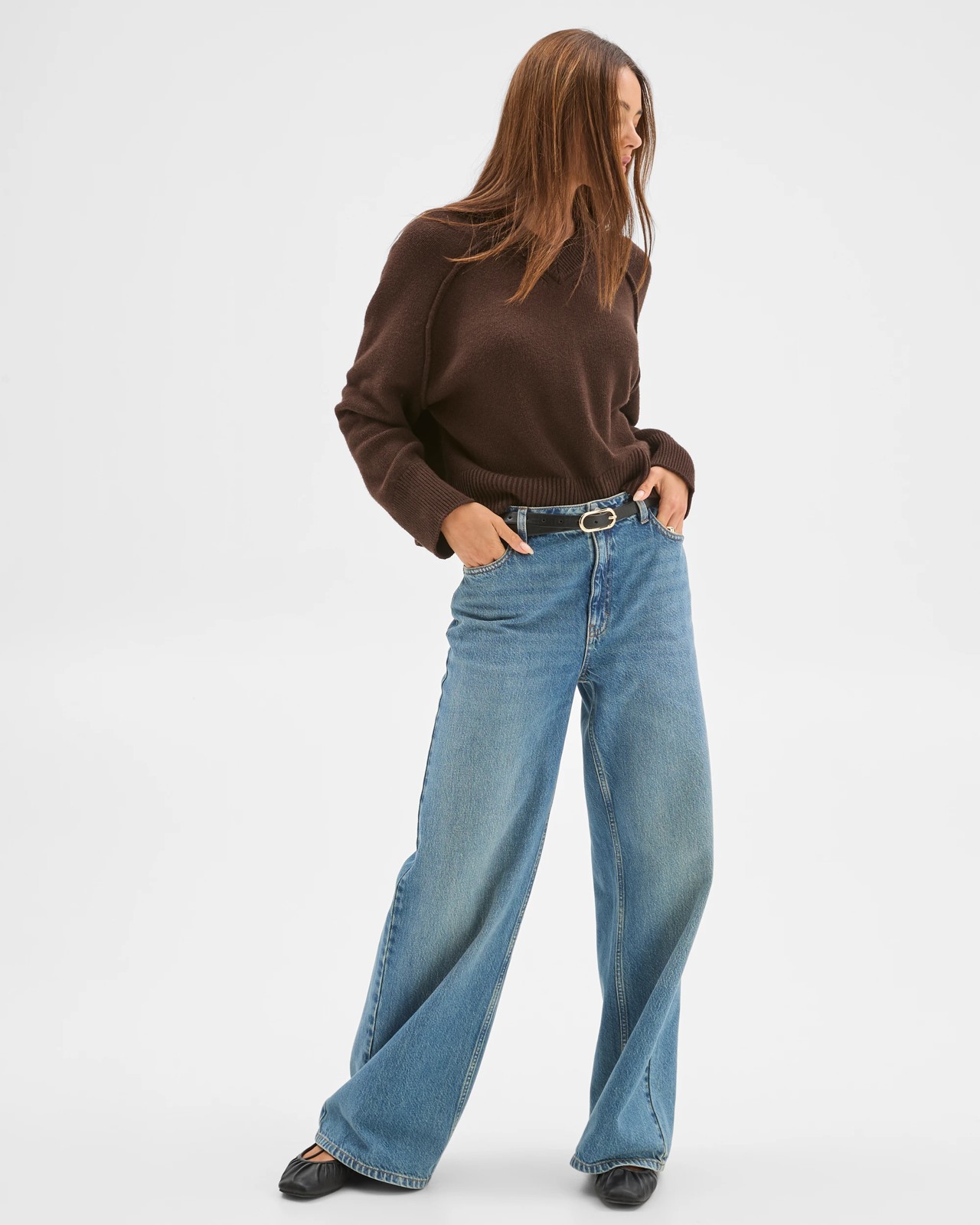 Lily Loves Australian Cotton Blend V-Neck Jumper - Truffle 2 of 5