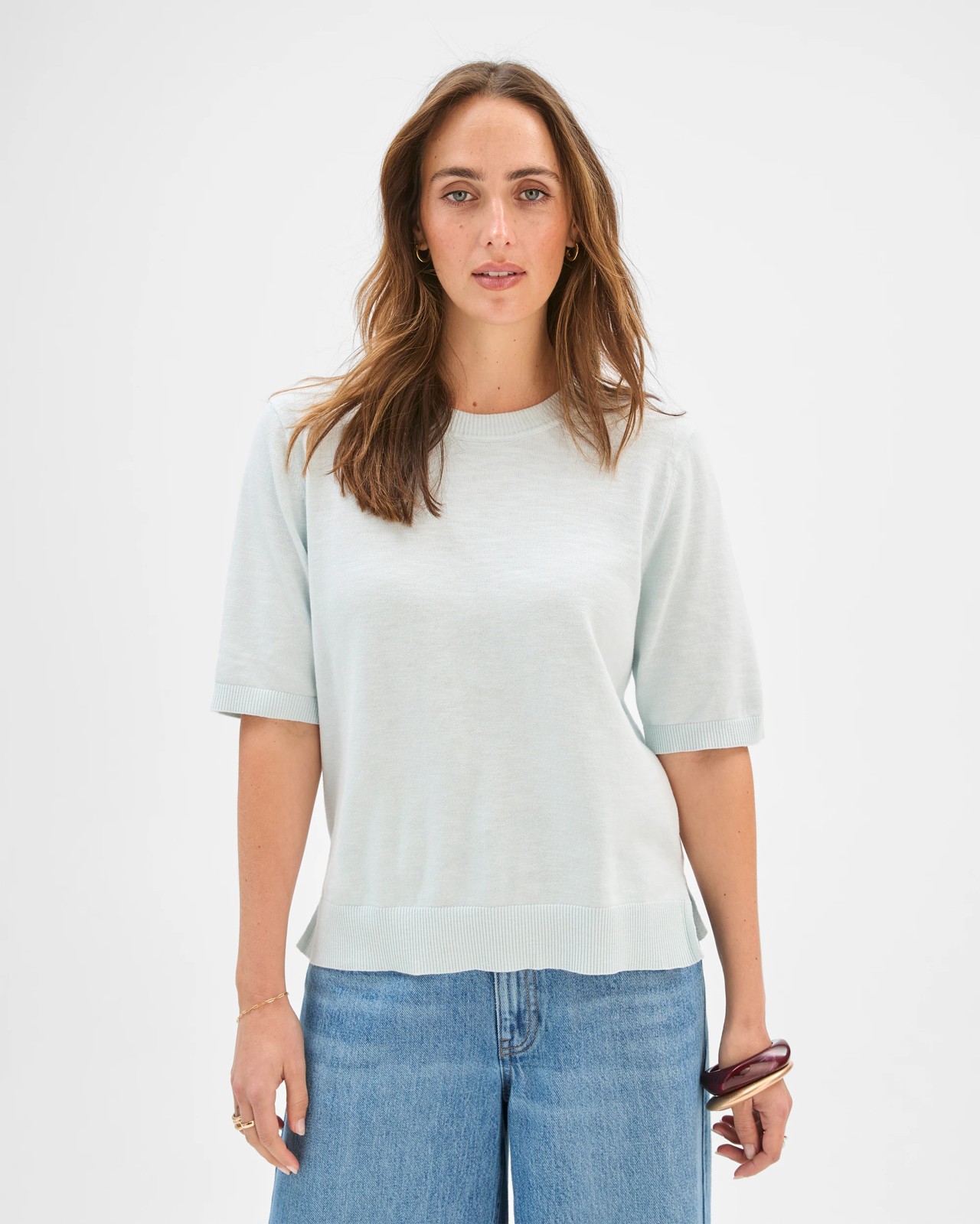 Australian Cotton Blend Knit T-Shirt - Glacier 4 of 5