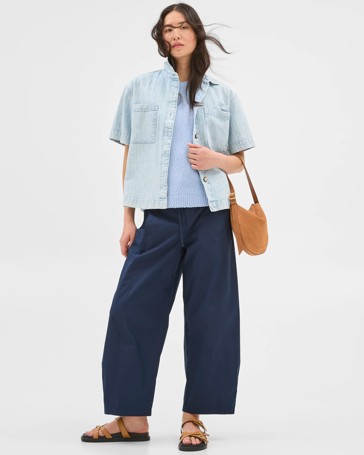 Australian Cotton Tie Waist Barrel Pants
