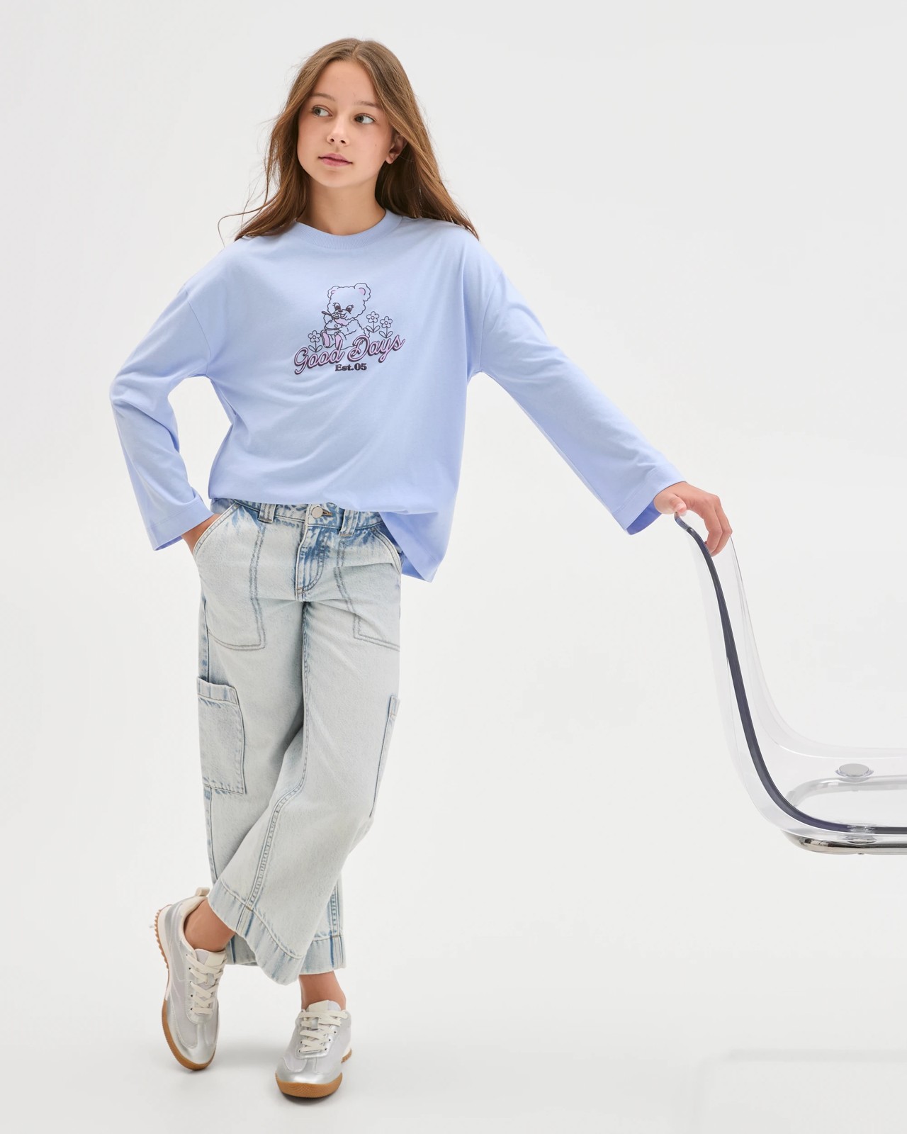 Australian Cotton Long Sleeve T-Shirt - Teddies Blue 3 of 6