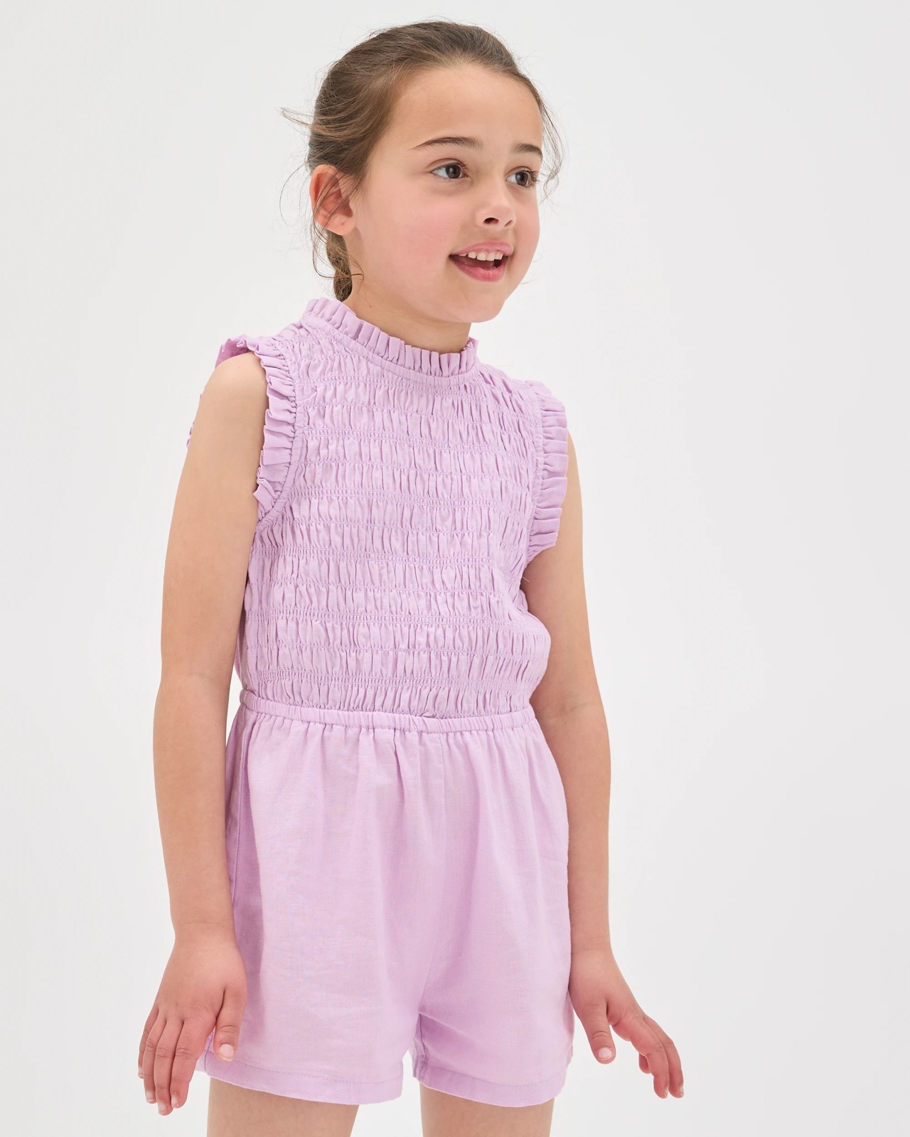Linen Blend Sleeveless Playsuit - Light Purple 4 of 5