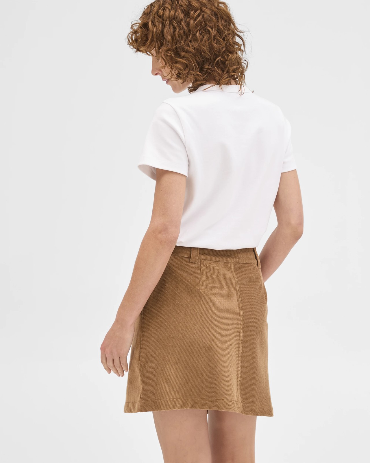 Cord Button Front Mini Skirt - Partridge 6 of 6