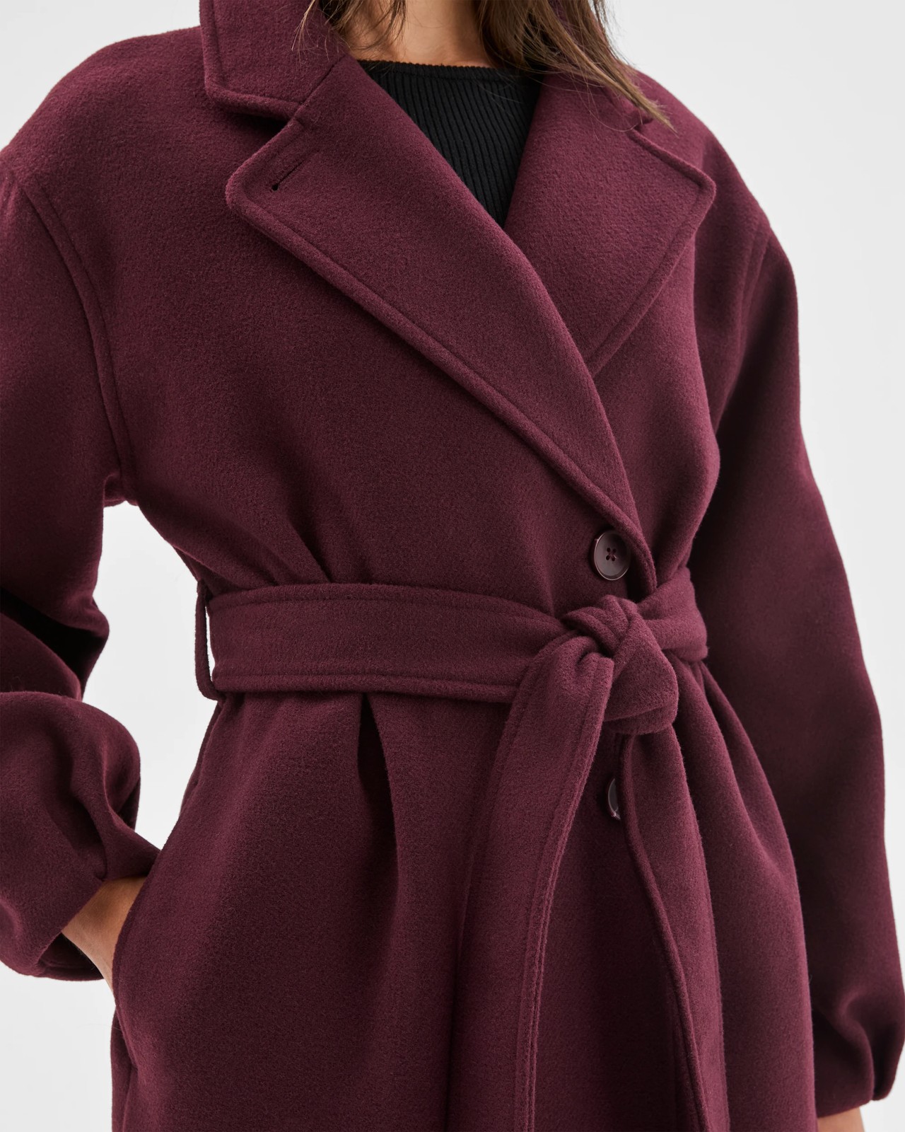 Petites Long Sleeve Wrap Coat 6 of 6