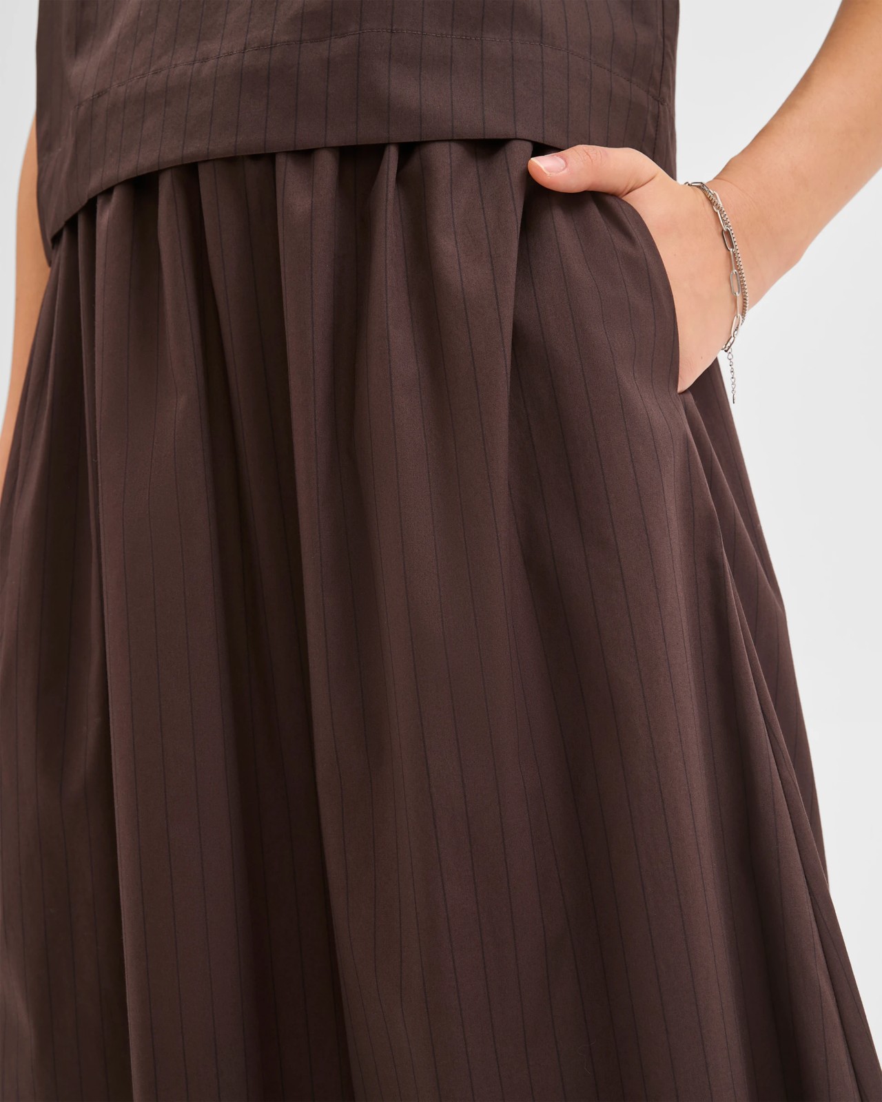 Preview Australian Cotton Elasticated Waist Skirt - Chocolate Stripe 5 of 6