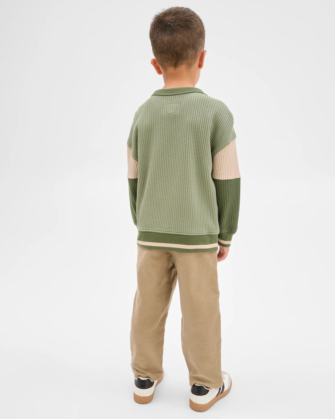 Australian Cotton Long Sleeve Oversized Waffle T-Shirt - Khaki 4 of 6