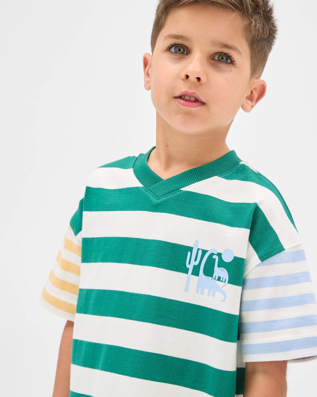 Australian Cotton Oversized V-Neck T-Shirt - Green 4 of 5