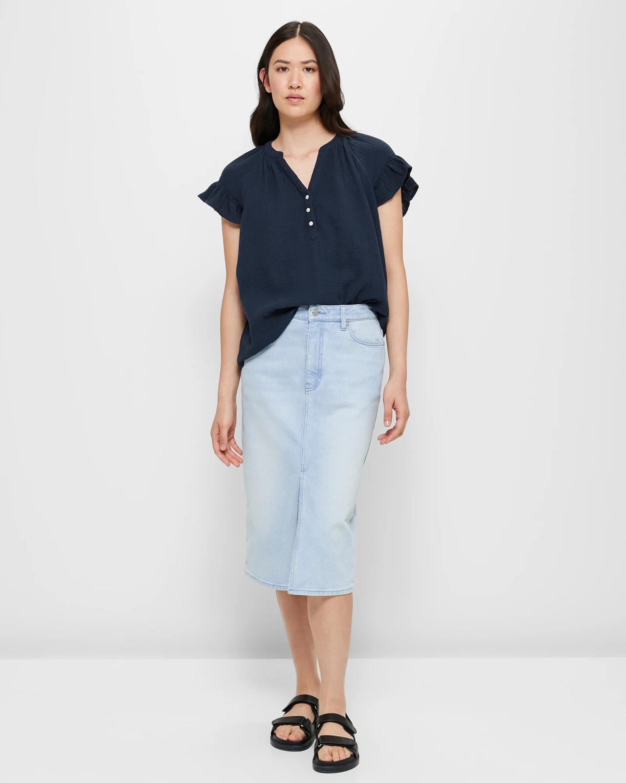 Double Cloth Flutter Sleeve Blouse 2 of 5