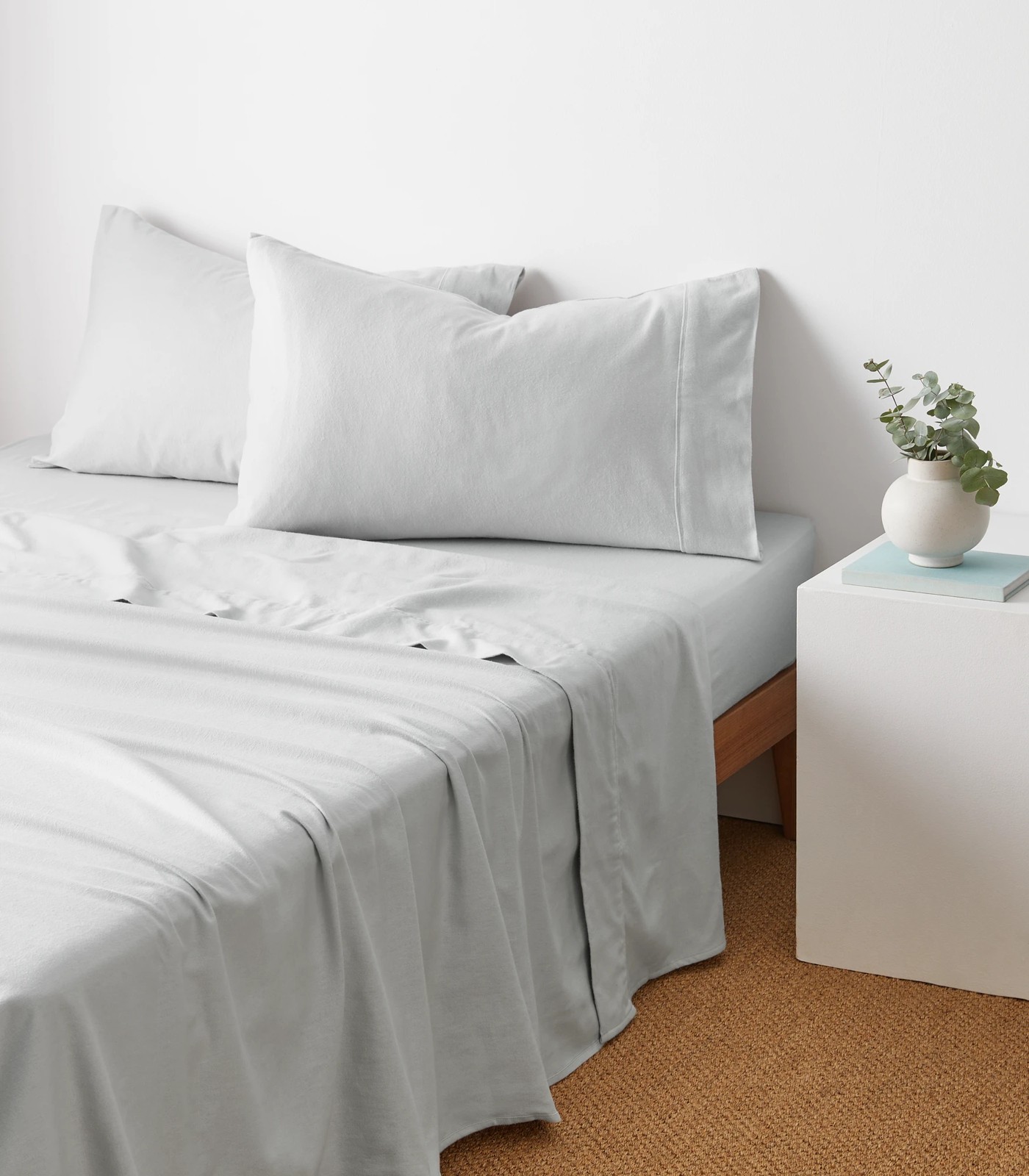 Plain Dyed Flannelette Sheet Set - Light Grey | Target Australia