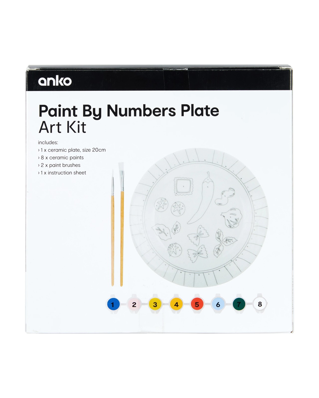 Anko Paint by Numbers Plate Art Kit - Pasta 3 of 3