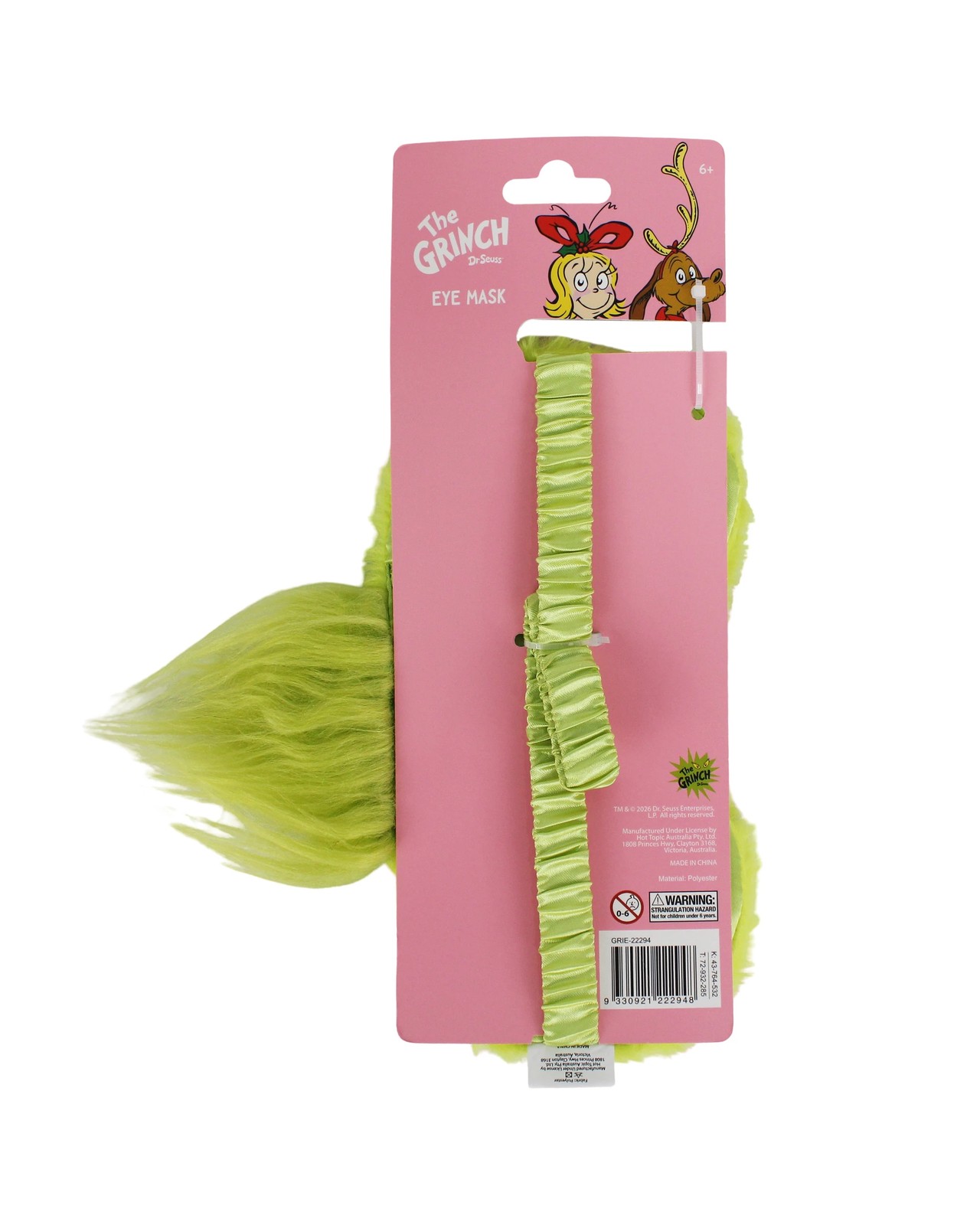 Dr Seuss The Grinch Fluffy Eye Mask 3 of 4