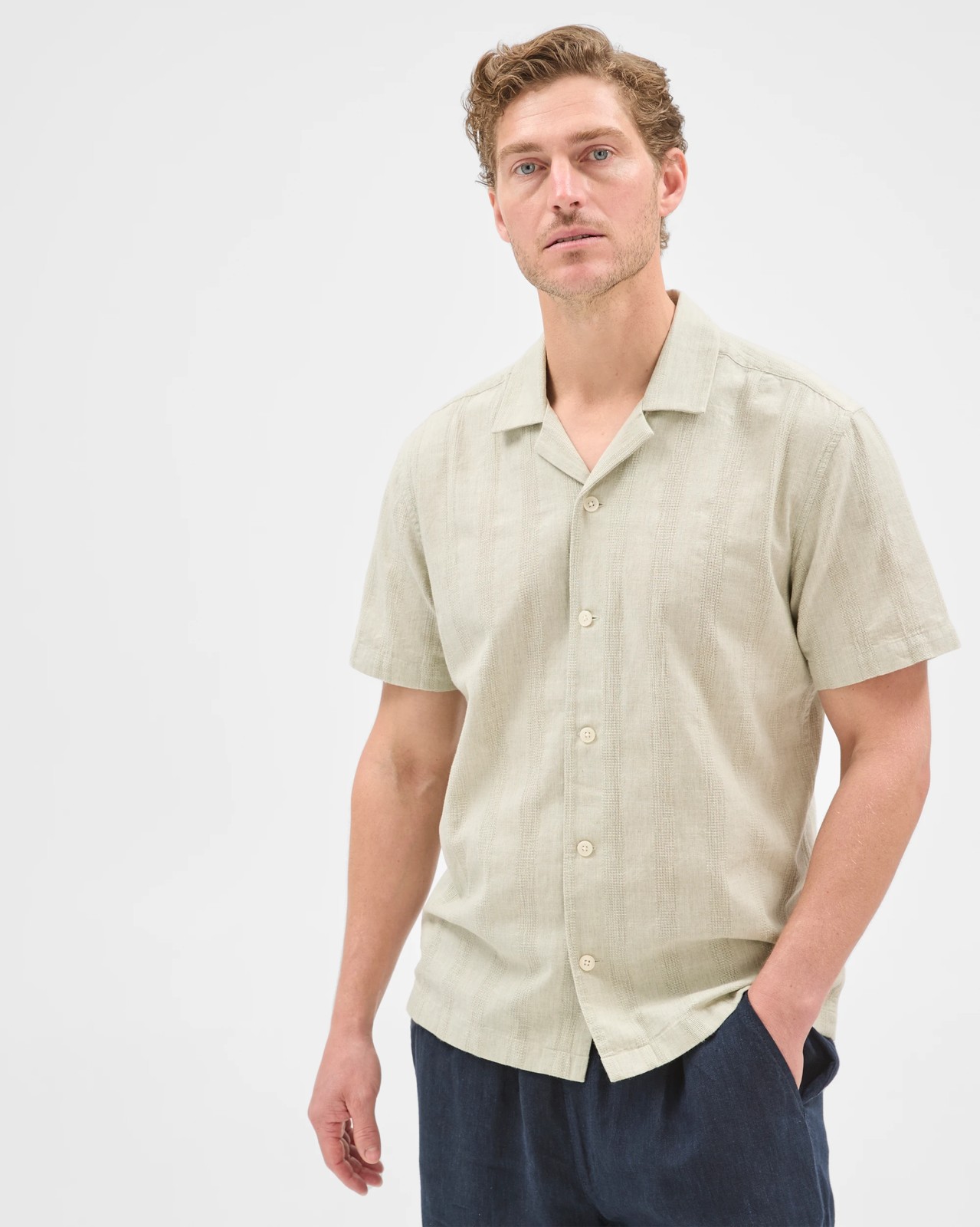 Short Sleeve Self Stripe Shirt - Shadow 4 of 6