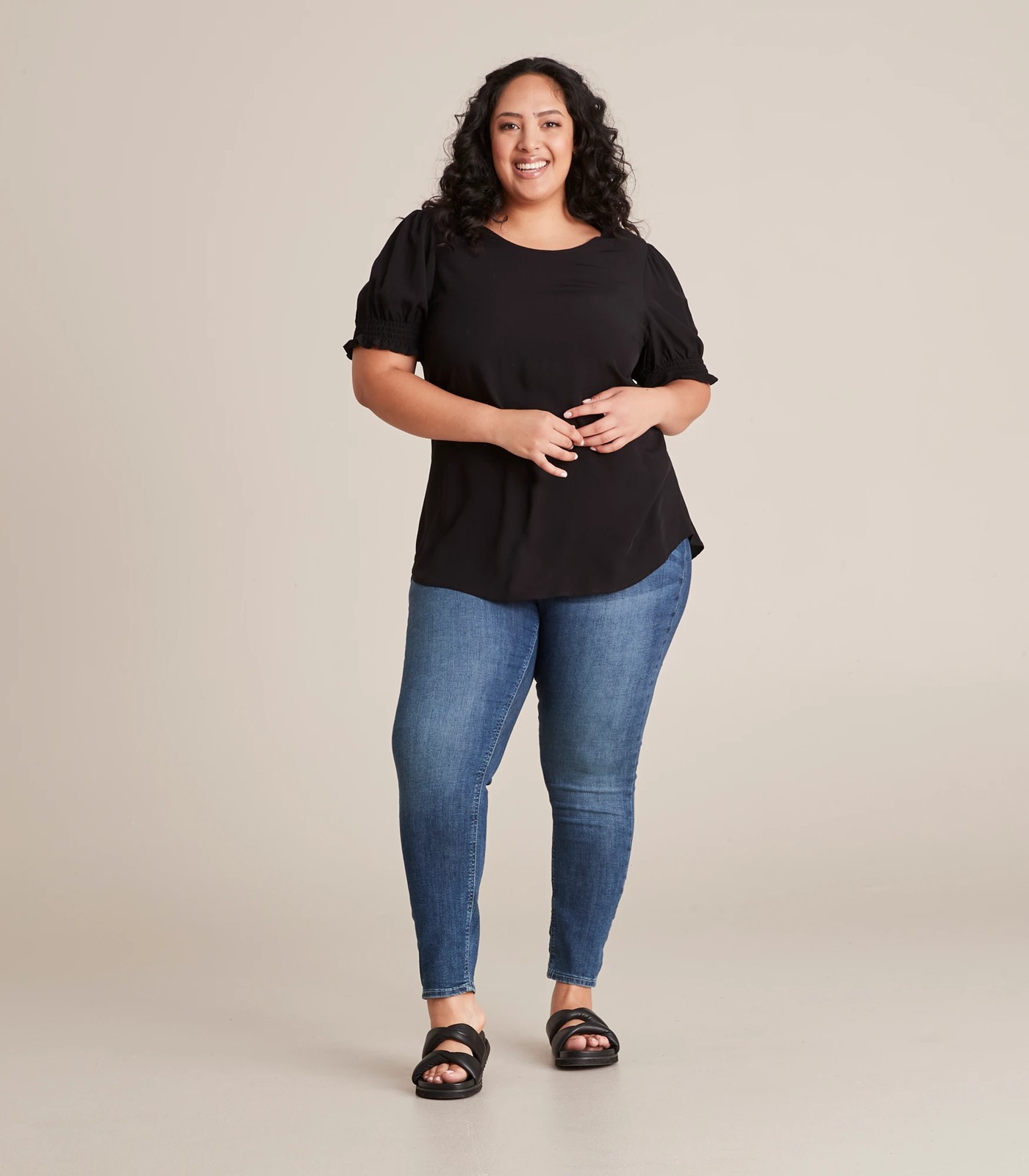 Curve Scoop Neck Woven T-Shirt 2 of 6