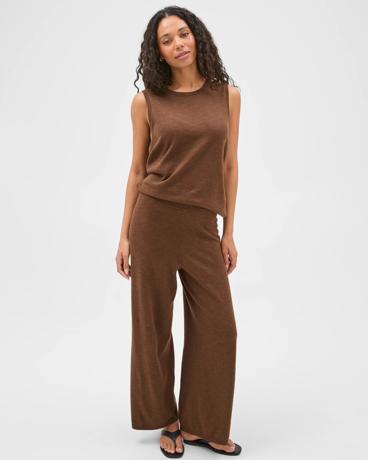 Australian Cotton Blend Wide Leg Knitted Pants 2 of 5