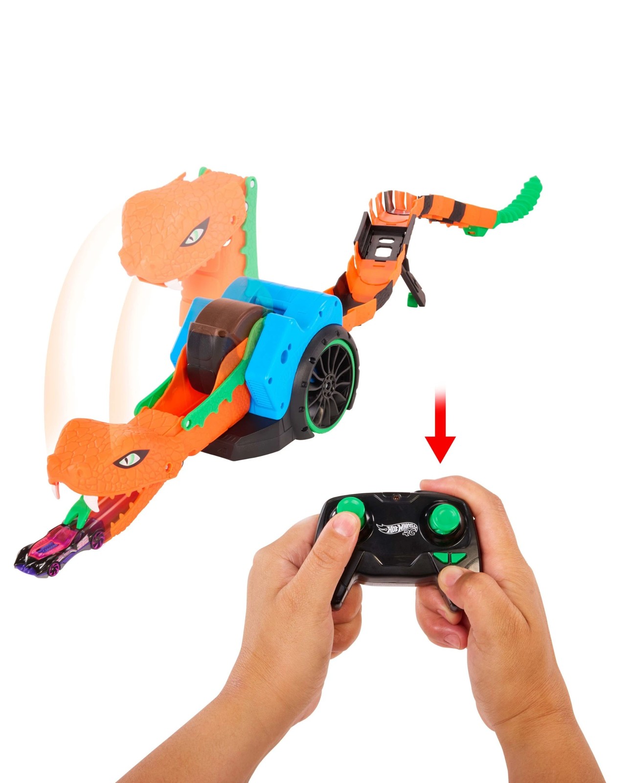 Hot Wheels Let’s Race Slither ‘N Strike RC & 1 Toy Car 5 of 6